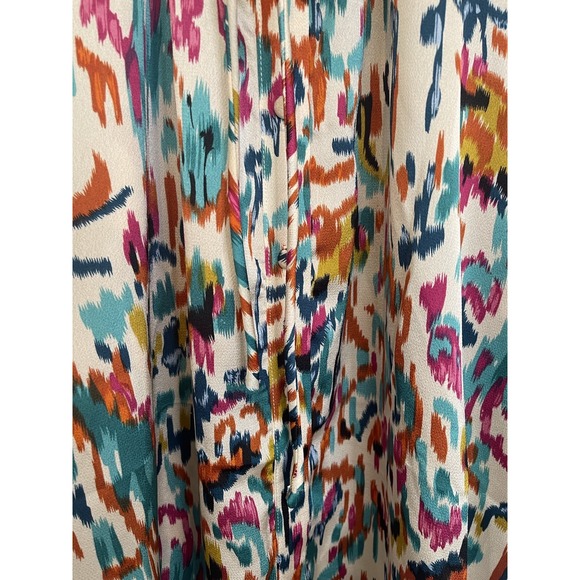 First Love By Lovelyn Shirt Abstract Floral Size L Boho Ruffle Standup Collar - Picture 4 of 9